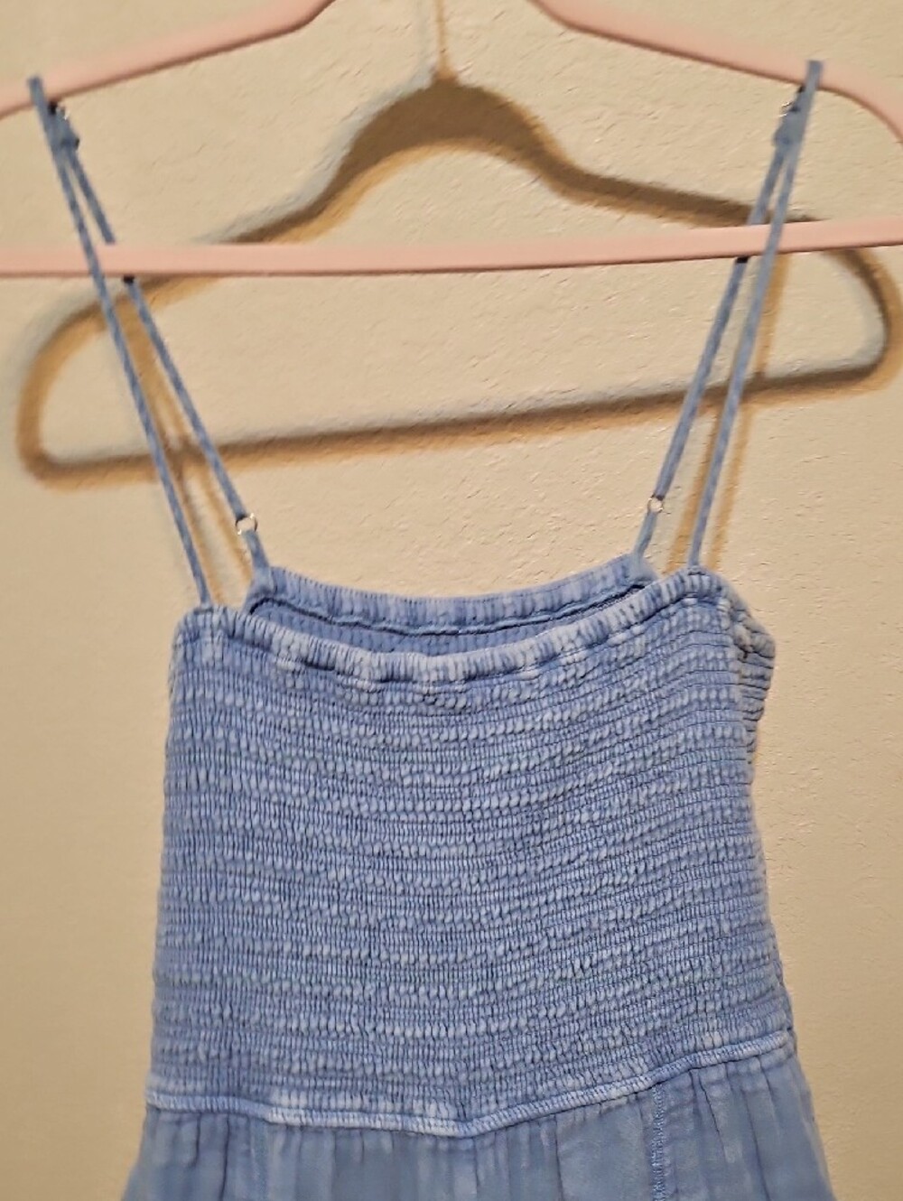 Z Supply Light Blue Smocked Wide-Leg Jumpsuit - Picture 4 of 9